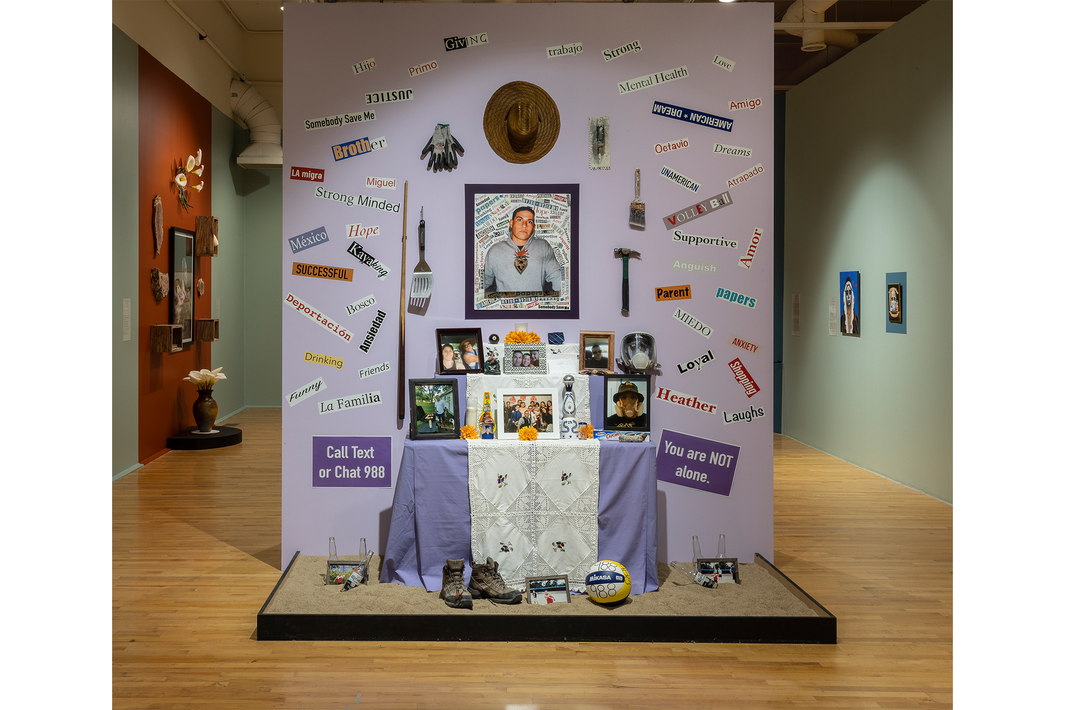 A close up of the Ofrenda for Tomás Peña, a dedication to him and others that have passed due to suicide.
