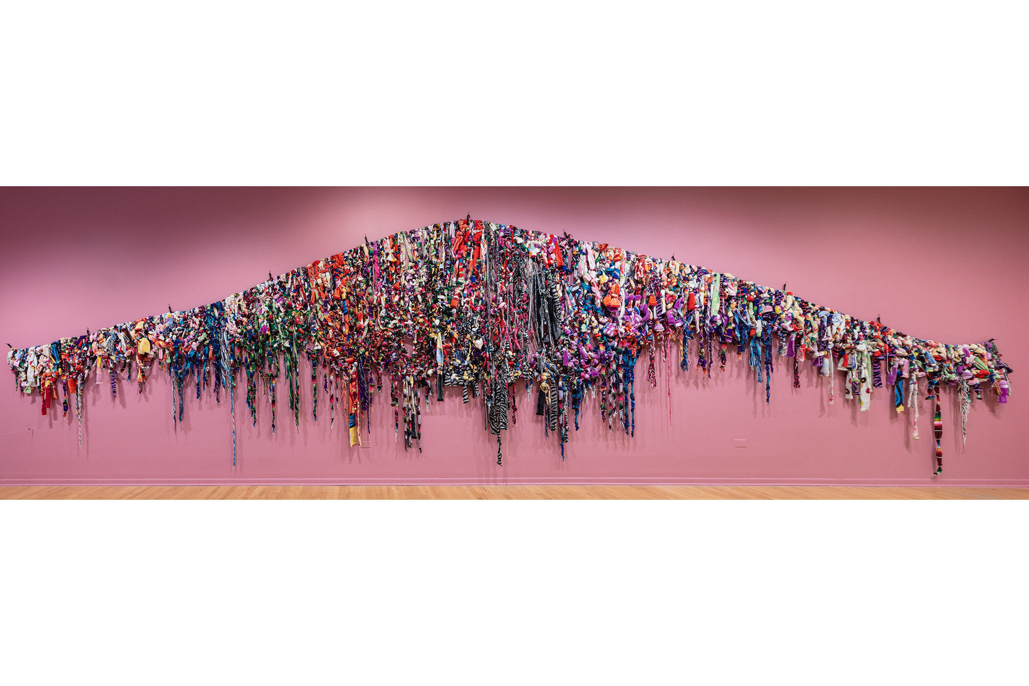 Close up shot of colorful woven piece