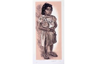 Long and narrow picture of child staring off into the distance