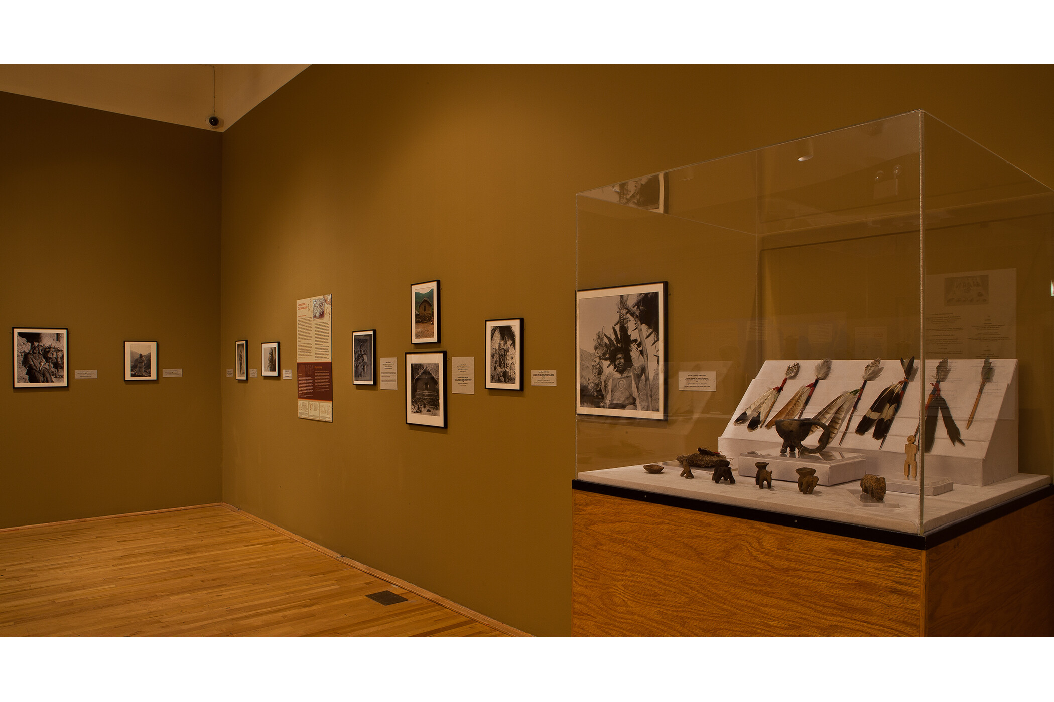 Photo of multiple gallery walls, including 3-D art