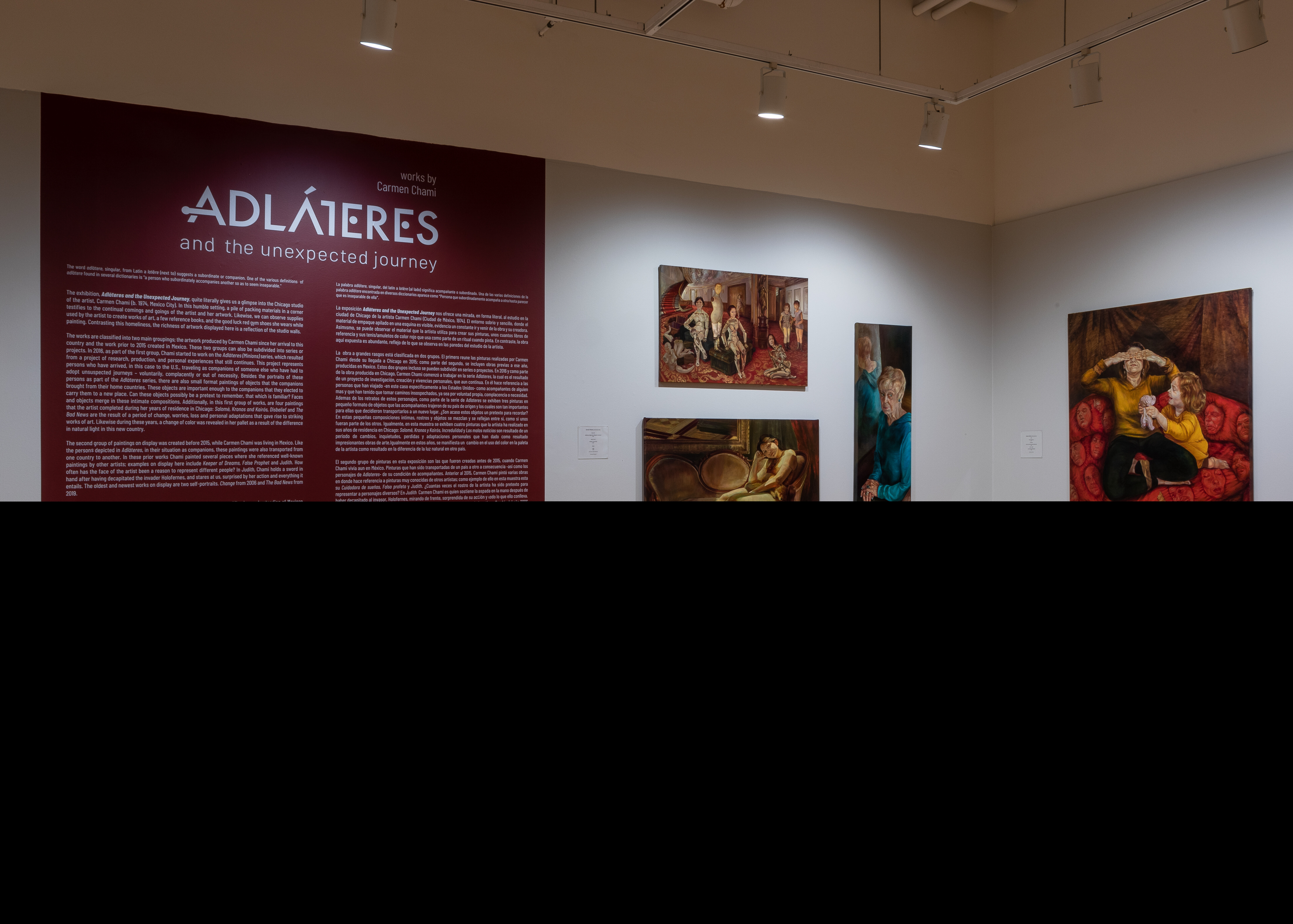 Introductory text with 4 paintings on left side.